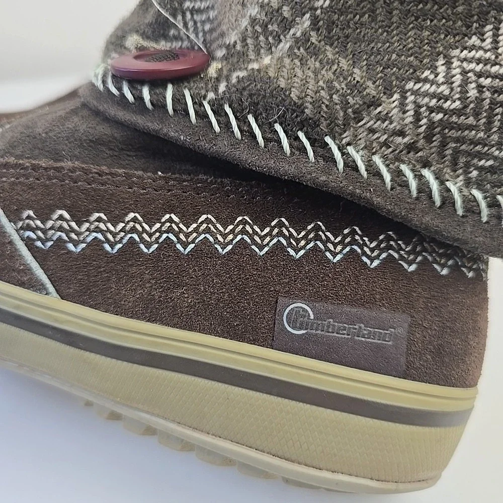 Smart Wool‎  Timberland Women's 6.5 Suede Plaid Roll Down Button Boots